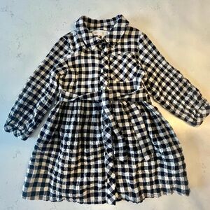 Zara Kids Black and White Plaid Tie waist Dress